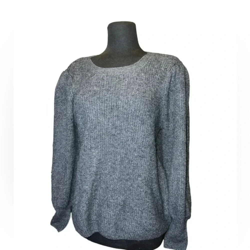 1. State Sweater Crewneck Ballon sleevees 1X plus size Heather Grey